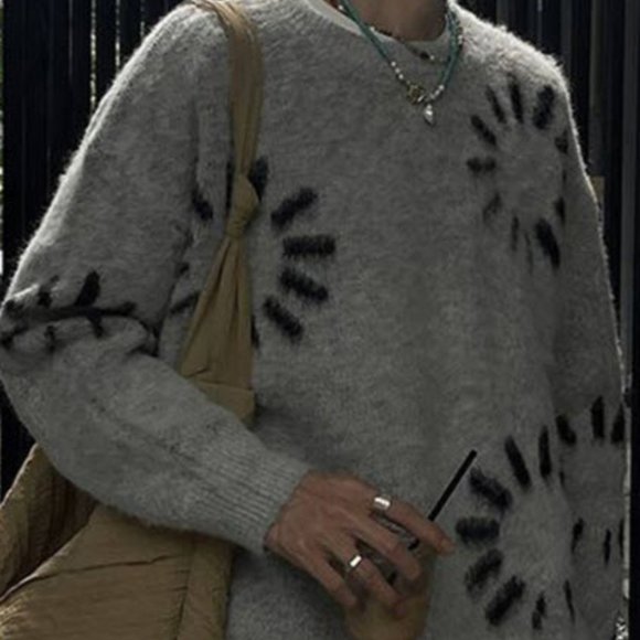 Men's Vintage Jacquard Sweater  US size M 22" Wide / Gray NWOT - Picture 1 of 4